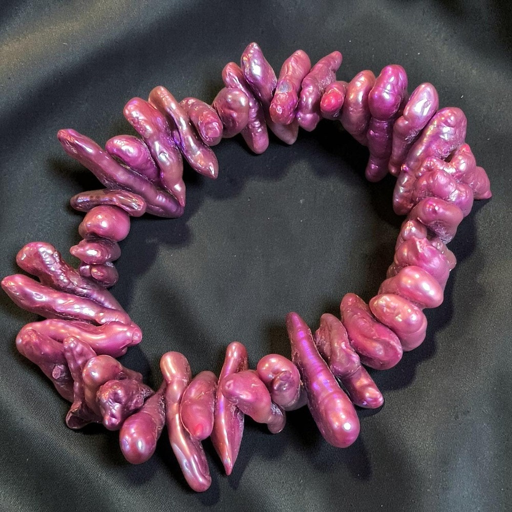 Vintage Orchid Purple Freshwater Stick Pearl Stretch Bracelet